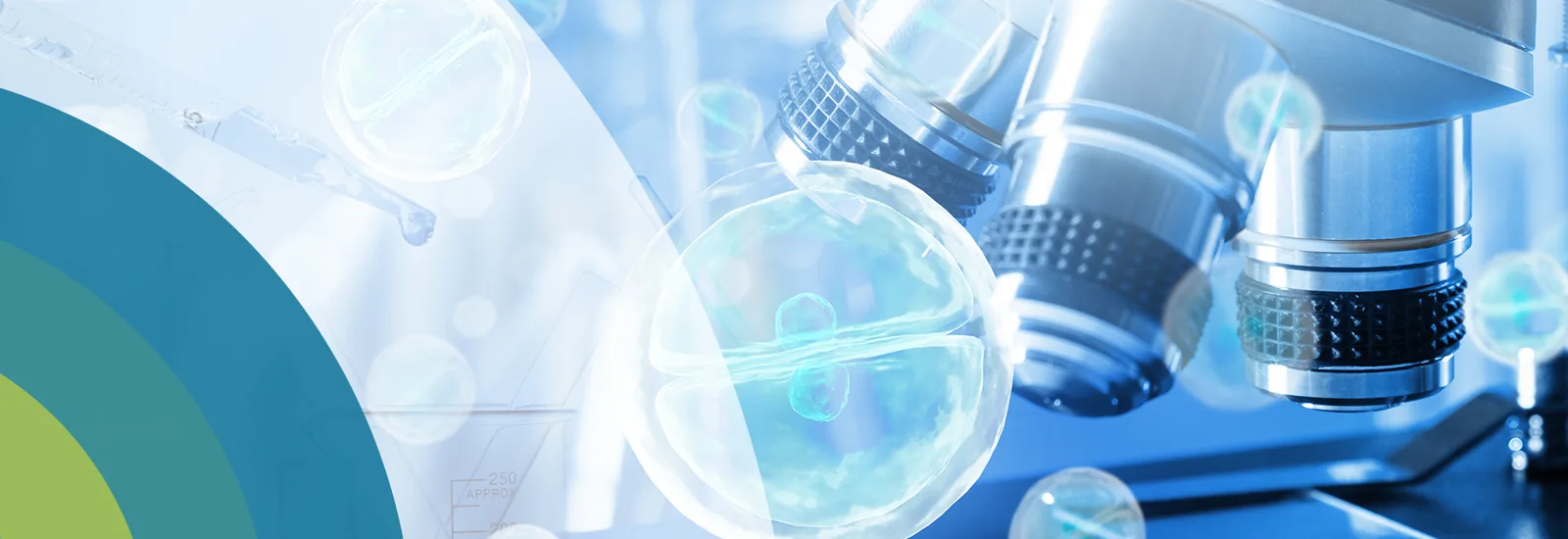 Microscope lenses and laboratory glassware artwork, from the original HMC website